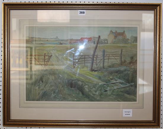 E. Bouverie- Hoyton, watercolour, farm scene